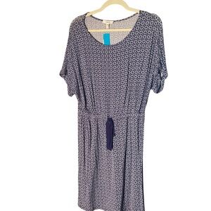 Como Blu Women’s blue floral dress with waist tie - size m